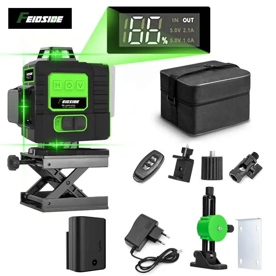 Laser Level 16 Lines 4D Green - FEIDSIDE 16/12 linee livello Laser 4D/3D