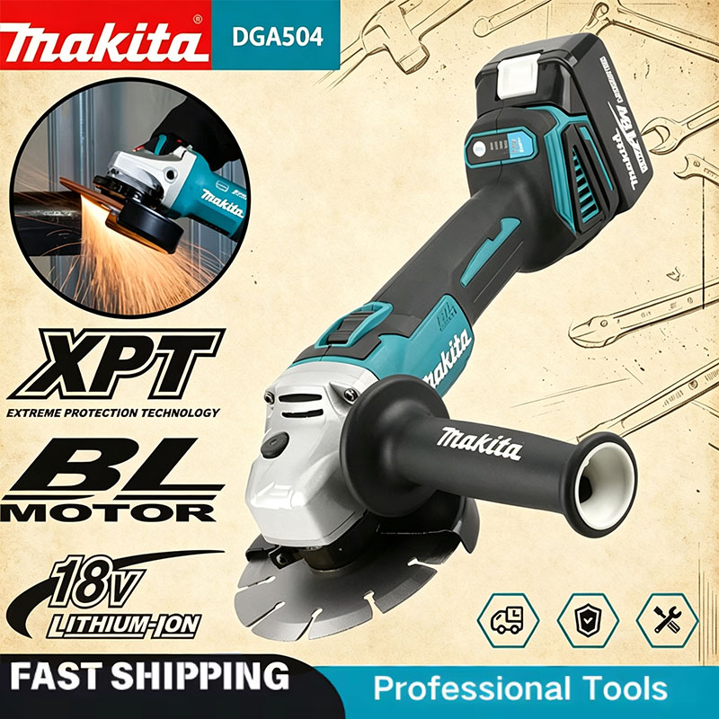 Brushless Angle Grinder Battery Powered - Makita DGA504 18V 6.0Ah 125mm Smerigliatrice