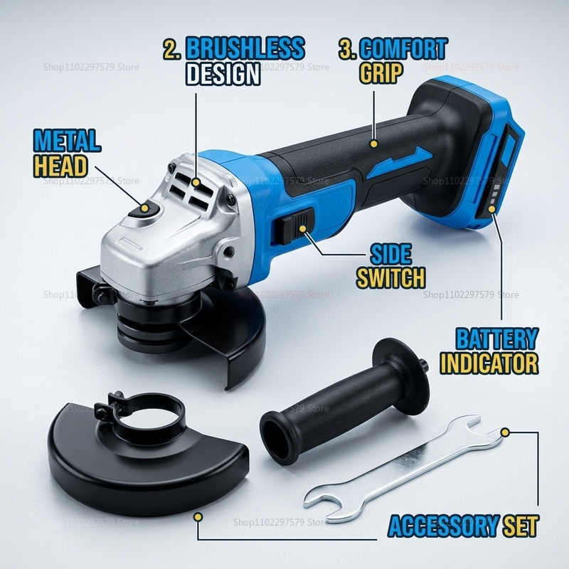 Brushless Angle Grinder Battery Powered - Smerigliatrice Angolare Senza Fili Brushless 18V