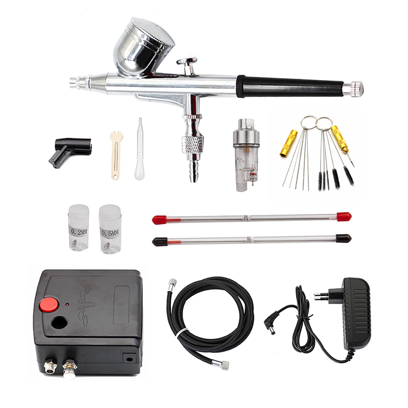 Airbrush Kit With Mini Compressor - Aerografo per pistola a spruzzo a