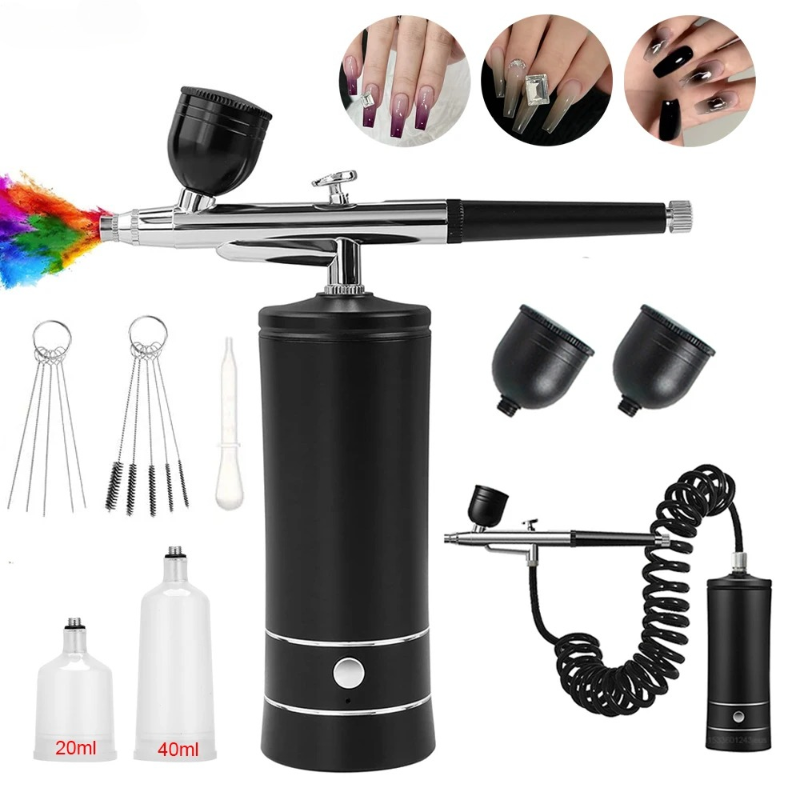 Airbrush Kit With Mini Compressor - Kit Aerografo per Nail Art con