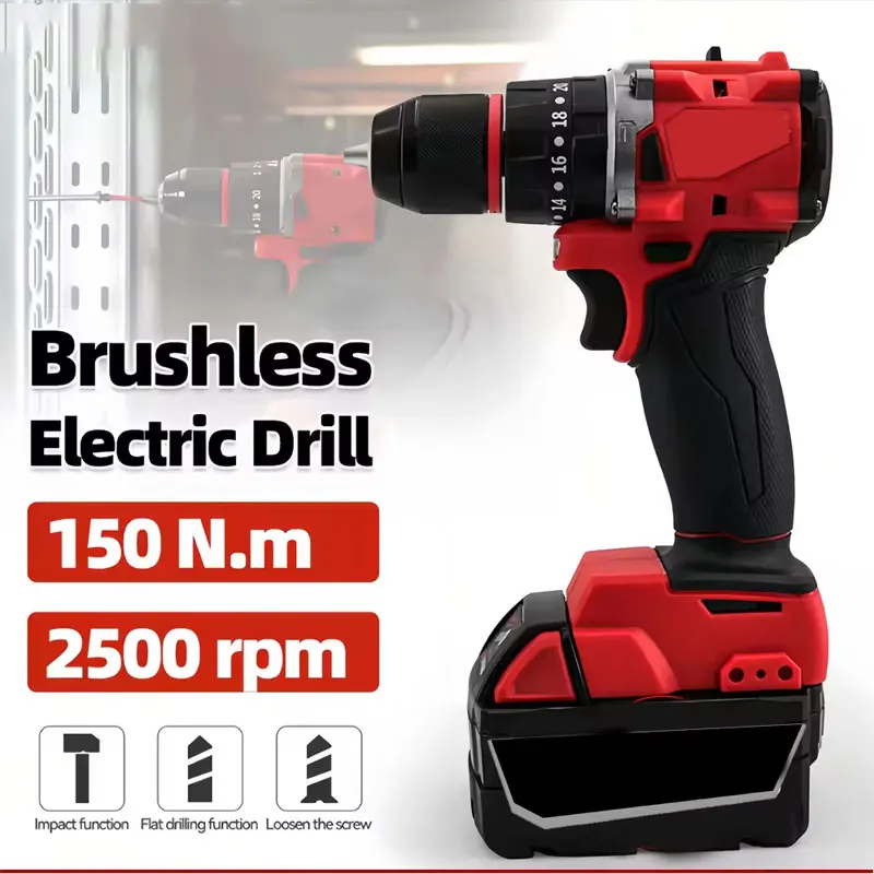 Brushless Cordless Electric Drill 18V - Piccolo trapano a percussione elettrico senza
