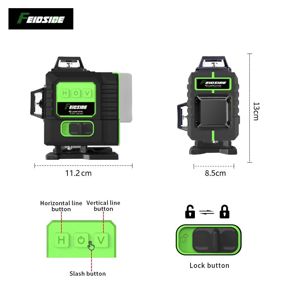 FEIDSIDE 16/12 linee livello L - Laser Level 16 Lines 4D Green recensione e prezzo