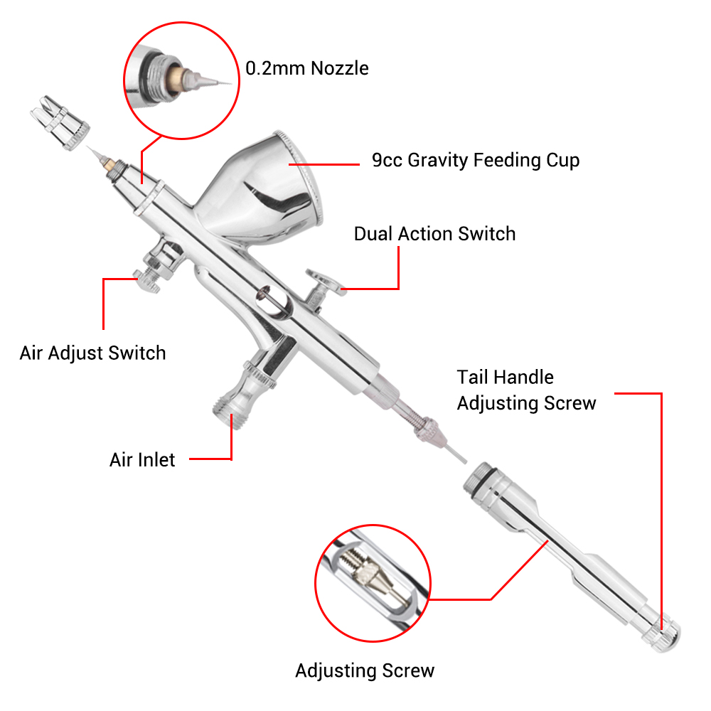 Gravity Dual-action Mini 9cc A - Airbrush Kit With Mini Compressor recensione e prezzo