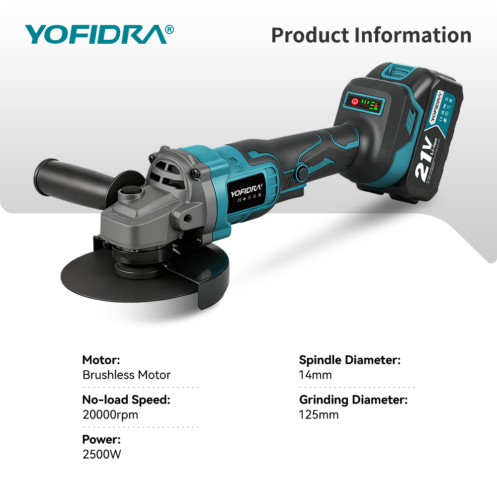 YOFIDRA 125mm Smerigliatrice a - Brushless Angle Grinder Battery Powered recensione e prezzo